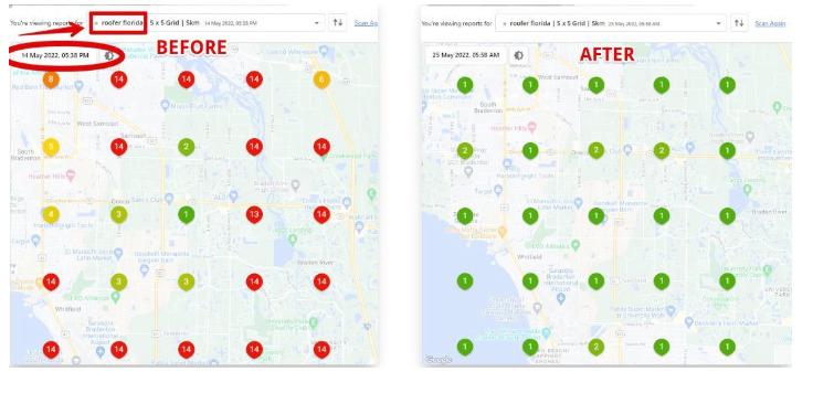 Before & After: Google Maps Grid Ranking Improvement