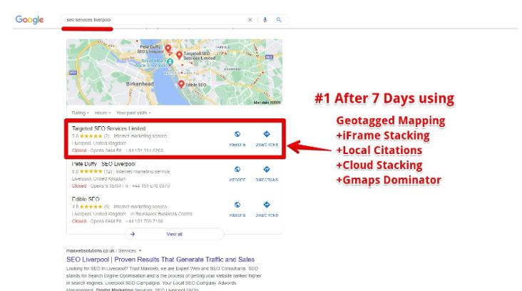 #1 in 7 Days for SEO Services Liverpool